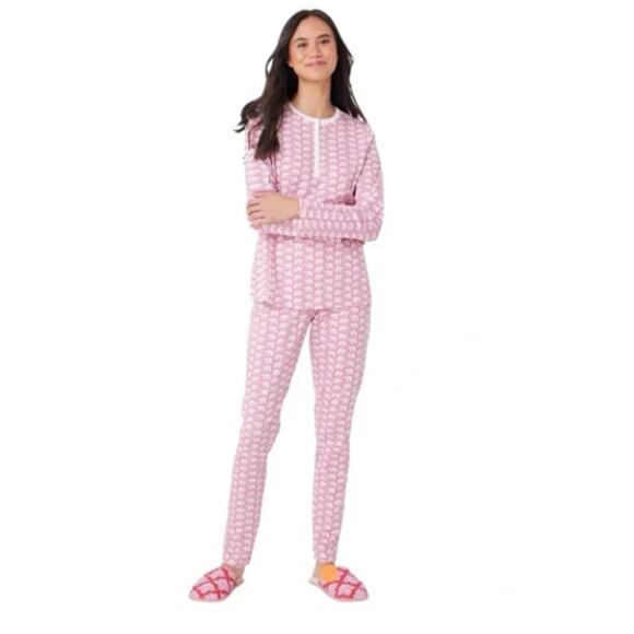 Roller Rabbit Pink White Elephant Pajama Set S - Picture 1 of 8
